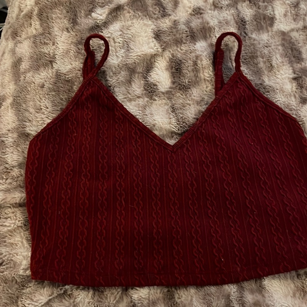 Cropped burgundy spaghetti strap